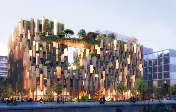 Un hôtel écologique au-dessus des voies ferrées à Paris