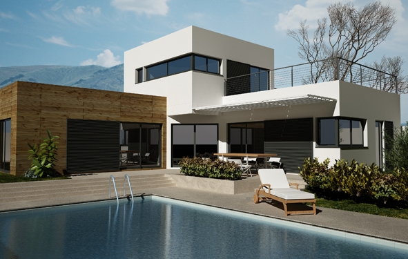 RENNER : Maison en bois avec piscine
